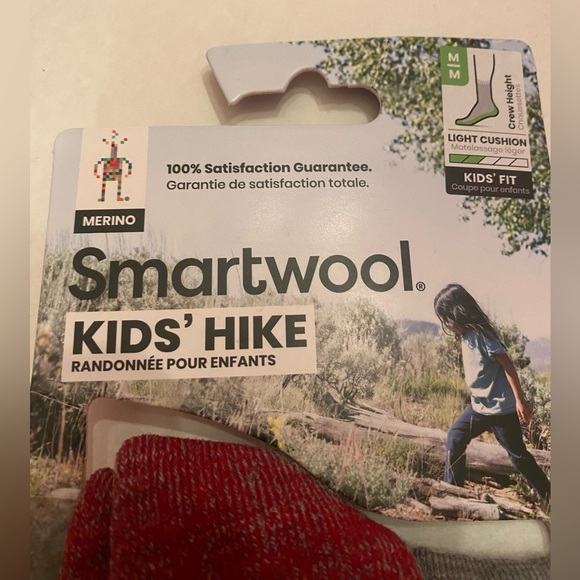 Smartwool Kids' Hike Merino Wool Crew Socks Size Medium 12-2.5 NWT - Picture 2 of 8